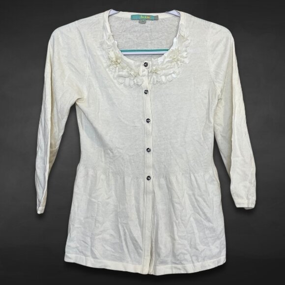 Boden Blouse Button-Front‎ Closure Decorative Accents Lightweight Fabric White 4 - Picture 1 of 7